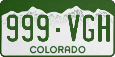 CO license plate 999VGH