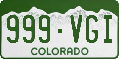 CO license plate 999VGI