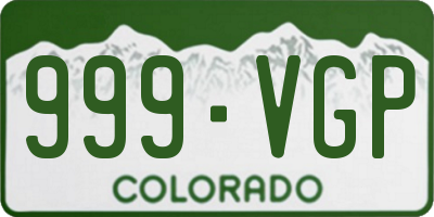 CO license plate 999VGP