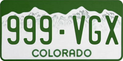 CO license plate 999VGX