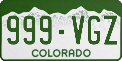 CO license plate 999VGZ