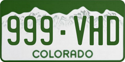 CO license plate 999VHD