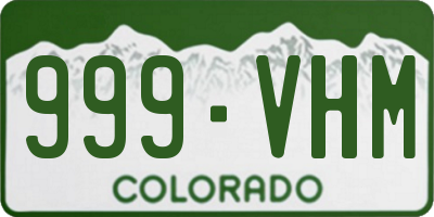 CO license plate 999VHM