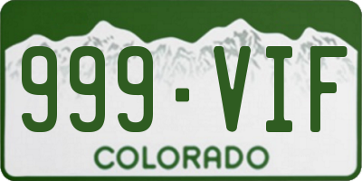 CO license plate 999VIF