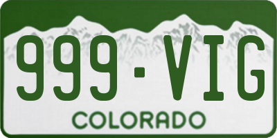 CO license plate 999VIG
