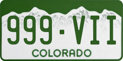 CO license plate 999VII