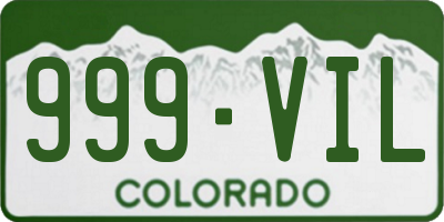 CO license plate 999VIL