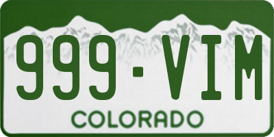 CO license plate 999VIM