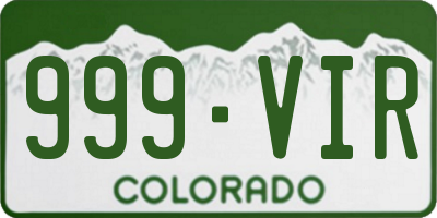 CO license plate 999VIR