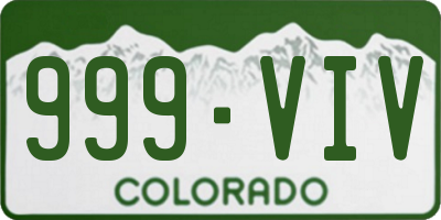 CO license plate 999VIV