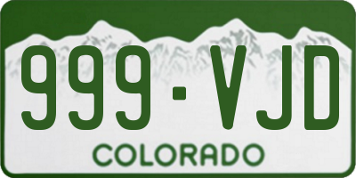 CO license plate 999VJD