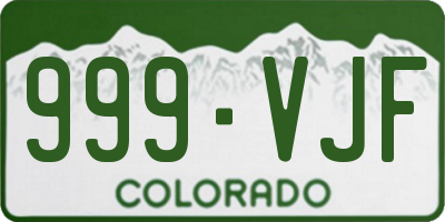 CO license plate 999VJF