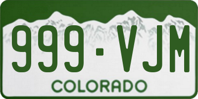 CO license plate 999VJM