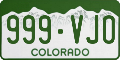 CO license plate 999VJO