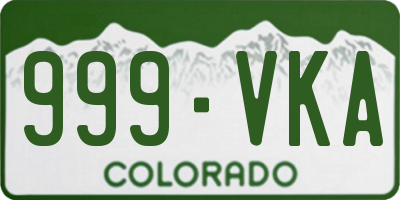 CO license plate 999VKA