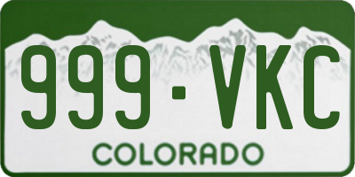 CO license plate 999VKC