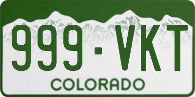 CO license plate 999VKT
