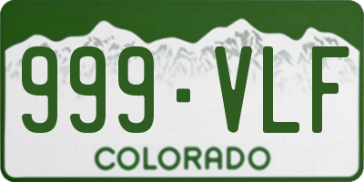 CO license plate 999VLF