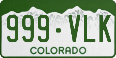CO license plate 999VLK