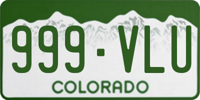 CO license plate 999VLU