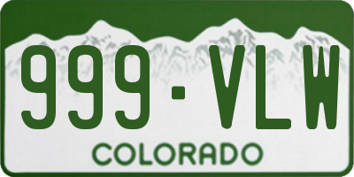 CO license plate 999VLW