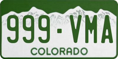 CO license plate 999VMA