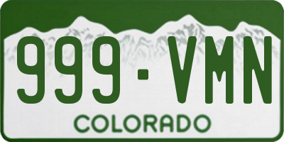 CO license plate 999VMN