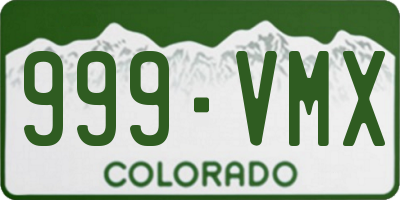 CO license plate 999VMX