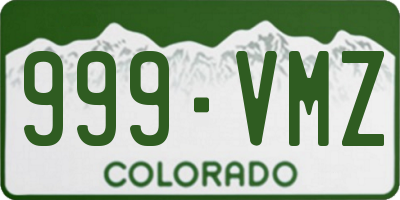 CO license plate 999VMZ