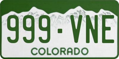 CO license plate 999VNE