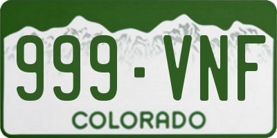 CO license plate 999VNF