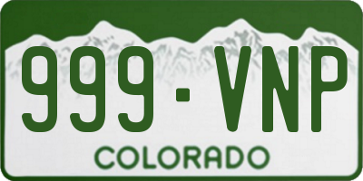 CO license plate 999VNP