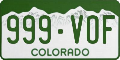 CO license plate 999VOF