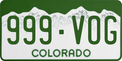 CO license plate 999VOG