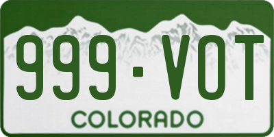 CO license plate 999VOT