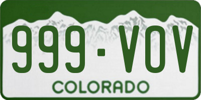CO license plate 999VOV