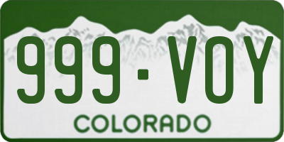 CO license plate 999VOY