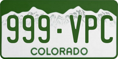 CO license plate 999VPC