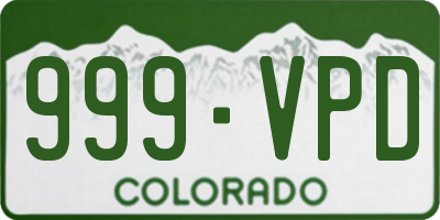 CO license plate 999VPD