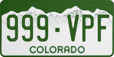 CO license plate 999VPF