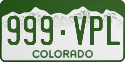 CO license plate 999VPL
