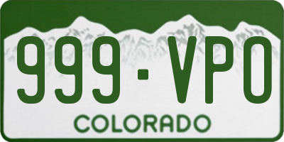 CO license plate 999VPO