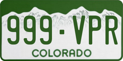 CO license plate 999VPR