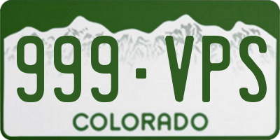 CO license plate 999VPS