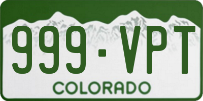 CO license plate 999VPT