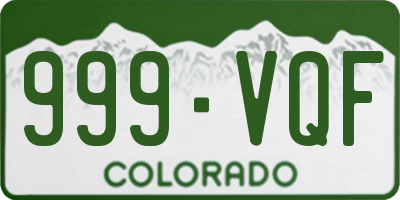 CO license plate 999VQF