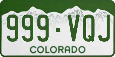 CO license plate 999VQJ
