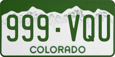 CO license plate 999VQU