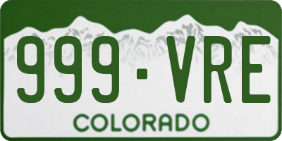 CO license plate 999VRE