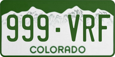 CO license plate 999VRF